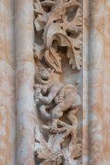 Demon with Ice Cream Carving at Salamanca Cathedral Facade - Salamanca, Spain