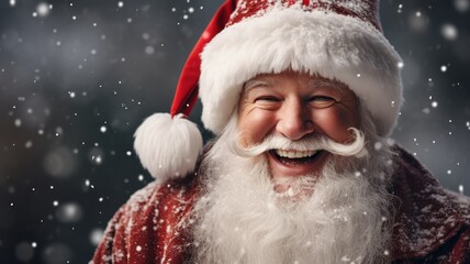 Smiling happy Santa Claus. Christmas celebration. Generative AI illustration.