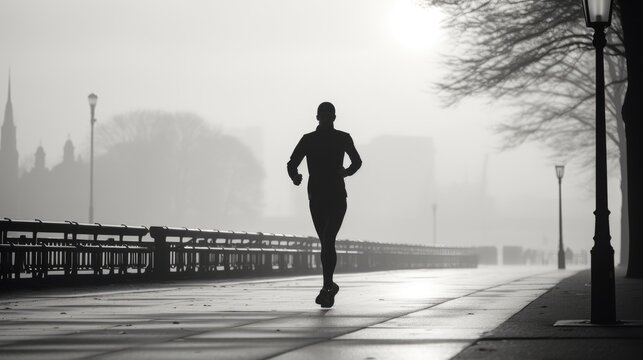 Action shot of a runner captured in monochrome