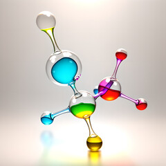 Ethanol molecule. Alcohol, C2H5OH. Chemistry. Glass design.