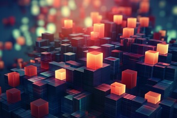 Network technology multicolored geometric abstract background. Ai