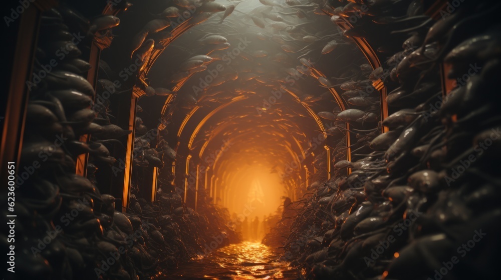 Aufkleber a tunnel with a light at the end of it. generative ai image.