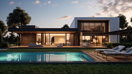 Fototapeta premium Stylish contemporary architecture amidst scenic natural