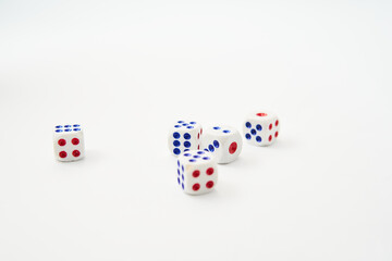 White dices on white background isolated 