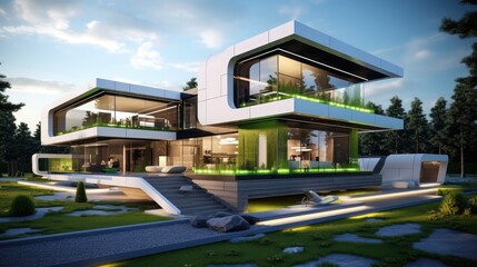 Stylish contemporary architecture amidst scenic natural