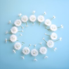 A round frame with dandelion. Design element for flyer, web, wedding and other invitations or greeting cards. copy space