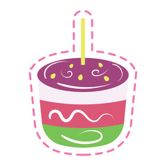 Isolated colored groovy cocktail sketch sticker icon Vector