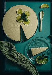 Food photography lime cheesecake