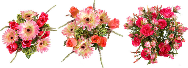 Artificial flower bouquets with transparent background