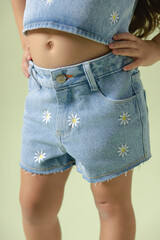 Fashion Jeans Clothes Kids Teen Children Details Blue Yellow Flower Flowers Pattern
