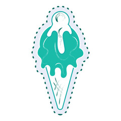 Isolated monochrome groovy ice cream sketch sticker icon Vector