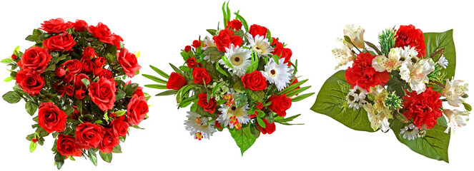 Artificial flower bouquets with transparent background
