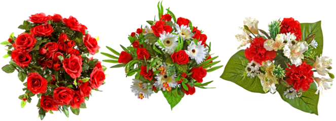 Artificial flower bouquets with transparent background