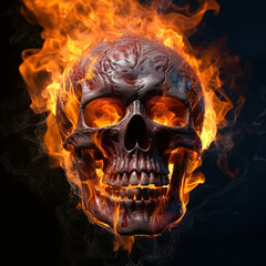 Frightening photo of a burning skull