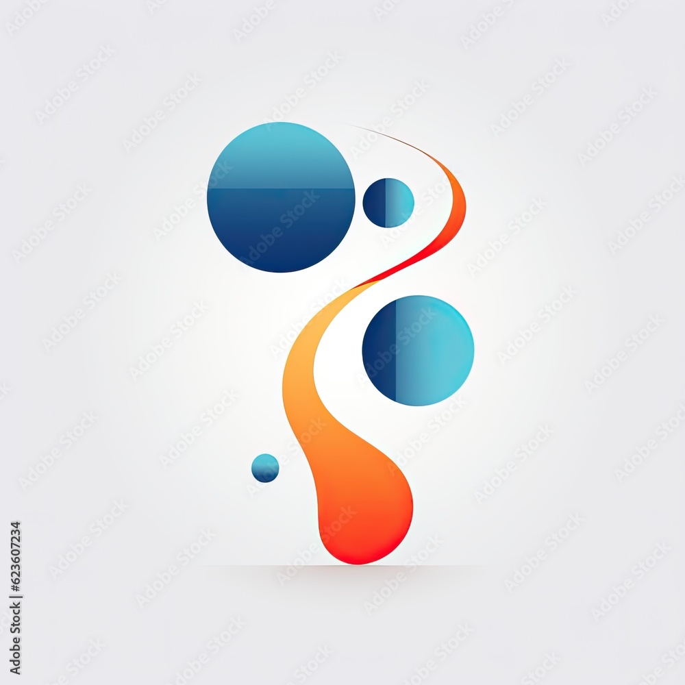 Poster a blue and orange abstract design with circles. generative ai.