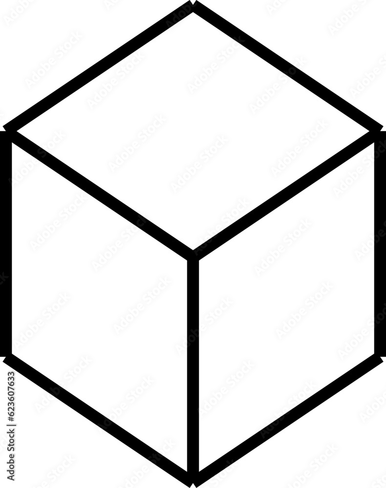 Poster 3d style simple wireframe cube box in perspective. vector image.