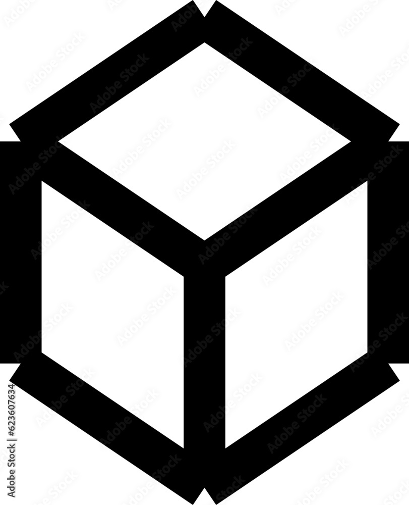 Poster 3d style simple wireframe cube box in perspective. vector image.