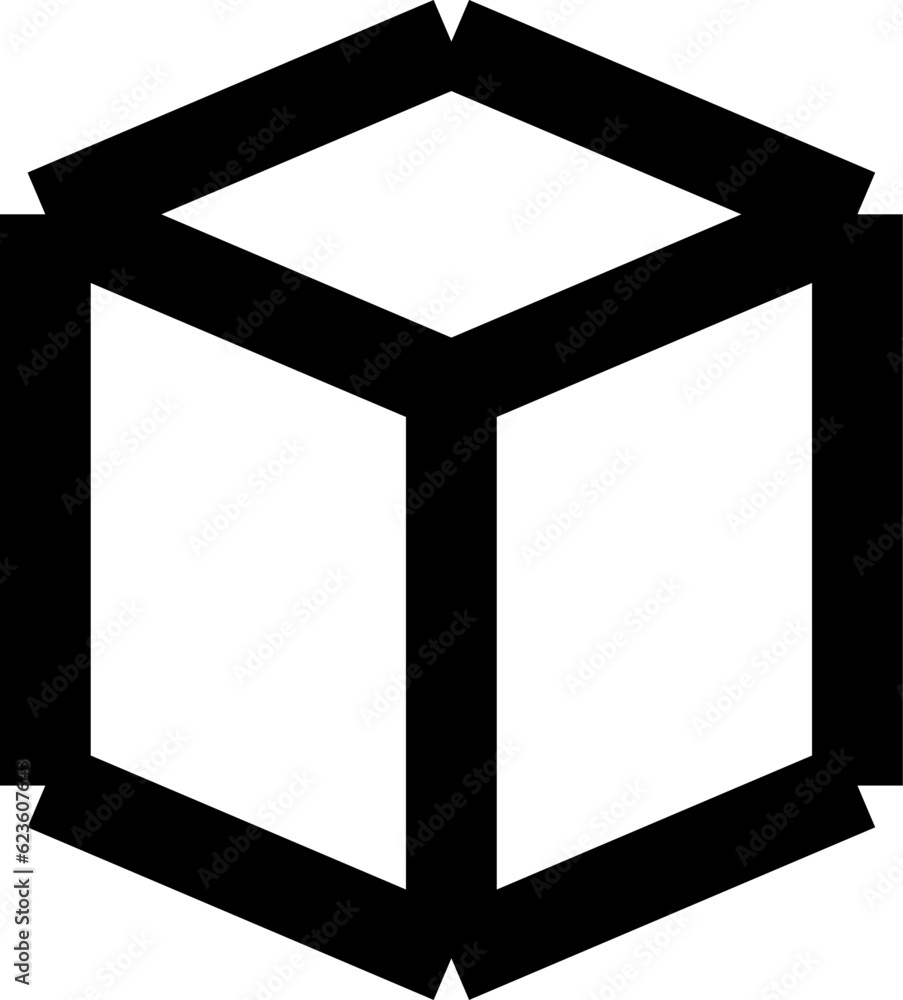 Poster 3d style simple wireframe cube box in perspective. vector image.