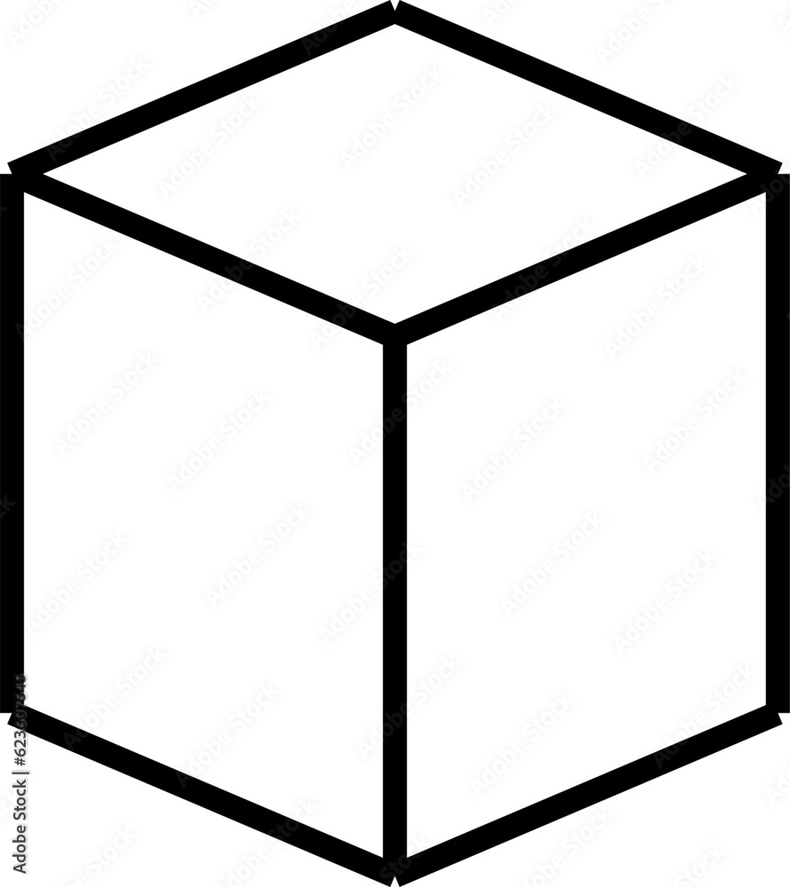 Poster 3d style simple wireframe cube box in perspective. vector image.