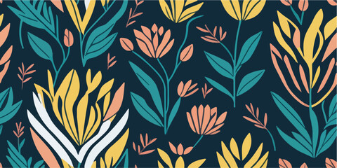 Tropical Petals, Vector Illustration of Tulips in Paradise