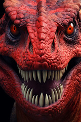 Closeup of an angry dinosaur t-rex