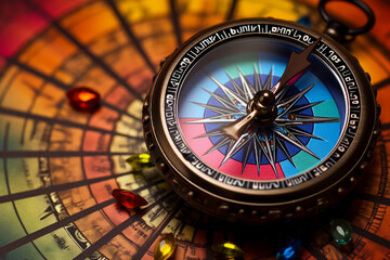 Closeup photo of a compass