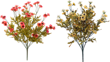 Artificial flower bouquets with transparent background