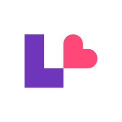 Letter L heart modern minimal logo design