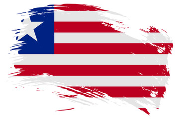 Liberia brush stroke flag vector background. Hand drawn grunge style Liberian isolated banner