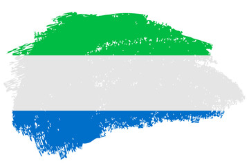 Sierra Leone brush stroke flag vector background. Hand drawn grunge style Salone isolated banner