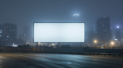 A mockup of a billboard, city by night