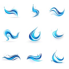 Fototapeta na wymiar A set of blue water waves on a white background. Generative AI.