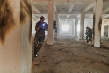  A group of professional soldiers bravely executes a dangerous rescue mission, surrounded by fire...