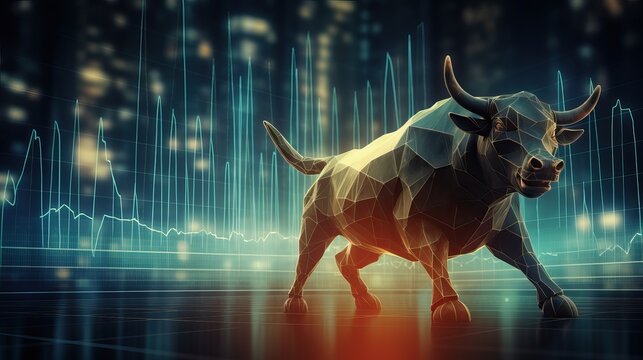 Stock market bull market trading graph. Financial concept market place stock exchange illustration.
