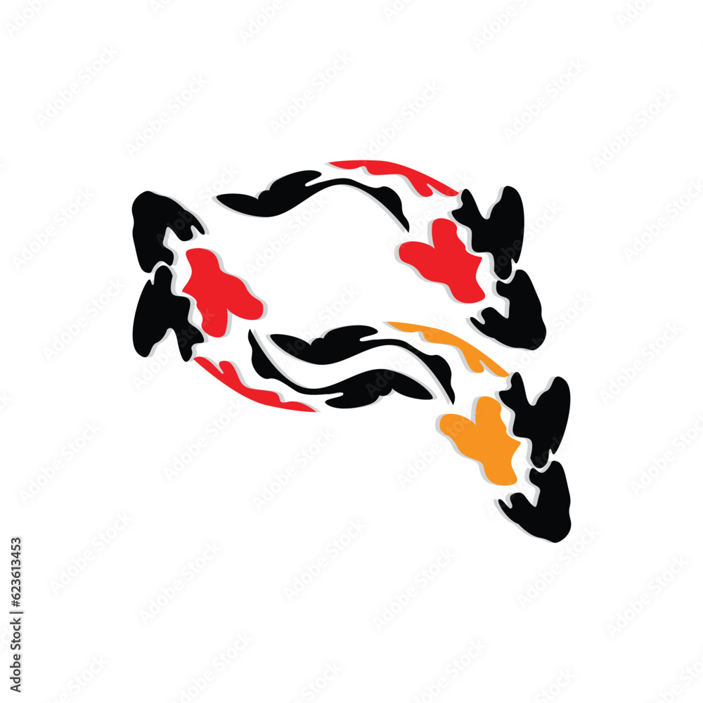 Wall mural Koi Fish Logo Design, Chinese Lucky And Triumph Ornamental Fish Vector, Company Brand Gold Fish Icon