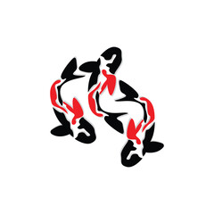 Koi Fish Logo Design, Chinese Lucky And Triumph Ornamental Fish Vector, Company Brand Gold Fish Icon