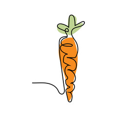 Carrot Logo, Vector Garden Farm Carrot Vegetables, Line Design, Template Illustration