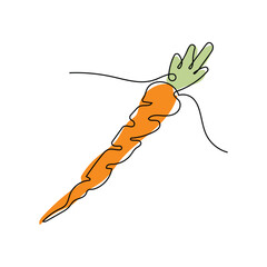 Carrot Logo, Vector Garden Farm Carrot Vegetables, Line Design, Template Illustration