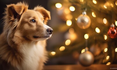 Dog celebrating christmas