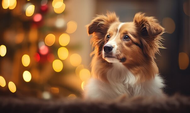 Dog celebrating christmas