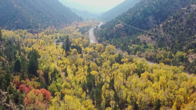 Aerial sunny view of beautiful fall color around Brian Head area
