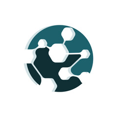 Neuron Logo, Cel Dna Network Vector, And Particle Technology, Simple Illustration Template Design