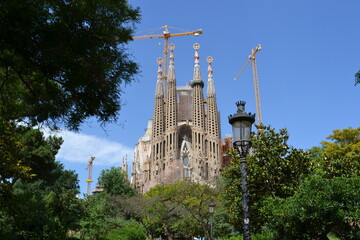 Fototapeta na wymiar Spain, Barсelona, 21.06.2014: The Basílica i Temple Expiatori de la Sagrada Família a UNESCO World Heritage Site