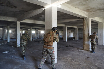  A group of professional soldiers bravely executes a dangerous rescue mission, surrounded by fire...
