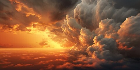 Cloudscape stormy weather and lightning natural disaster, AI Generated - obrazy, fototapety, plakaty