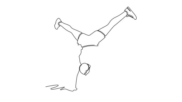 Continuous one line drawing people performing outdoor activities. Sports concept. Full length animation illustration. High quality 4k footage.
