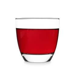 Stylish glass with tea isolated on white
