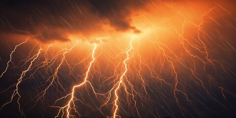 Lightning bolts or strikes natural disaster, AI Generated - obrazy, fototapety, plakaty