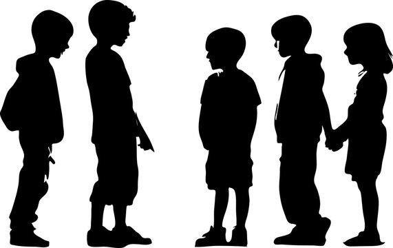 silhouette of children standing together friendship day theme
