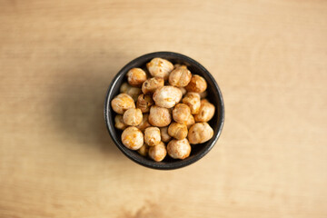chickpeas in a bowl, view from above